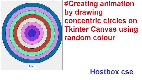 #Creating animation by drawing concentric circles on Tkinter Canvas using random colour|Hostbox cse
