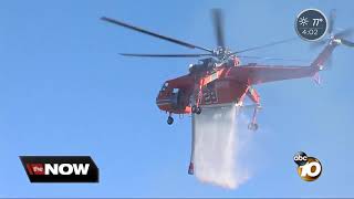 Brush fire ignites in Ramona amid high winds