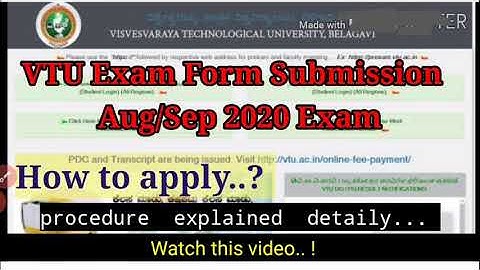 How to apply VTU exam Form 2020 , procedure explained