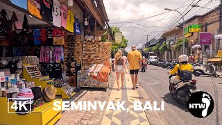 Midday walk through the chaotic streets of Seminyak, Bali | Ambient sounds | 4K