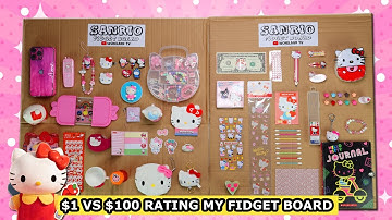 $1 vs $1,000 SANRIO fidget board asmr! | ASMR | rating my fidget board | HELLO KITTY