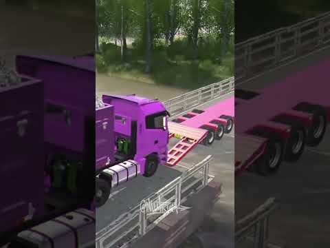 Cargo truck saved from river by towing platform #niutruck #snowrunner