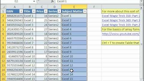 Excel Magic Trick 538: Dynamic Sub Tables Based On Master Sheet Array Formula & Drilling Through