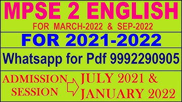 MPSE 2 Solved Assignment 2021-22 in English Pdf @40rs 9992290905.