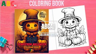 Scarecrow Halloween coloring book An color cute coloring book and Relaxation Coloring Pages.