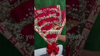 25 roses with baby breath 😍🌹 #redroses #2dozen  #rosebouquet  #floralarrangement #flatbouquet