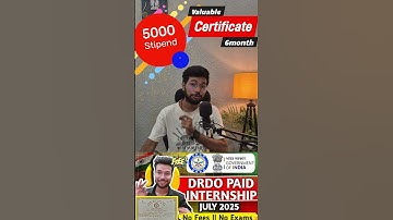 DRDO Paid Internship 2025 For College Students