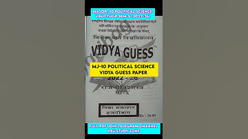 Political Science MJ-10 Vidya Guess Paper 2025 | VBU FYUGP Semester 5 (2022–26)
