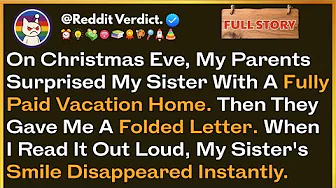 On Christmas Eve, My Parents Surprised My Sister With A Fully Paid Vacation Home. Then They Gave....