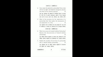 Business Law-II B.Com 4th Sem KUK Previous Year Paper 2020