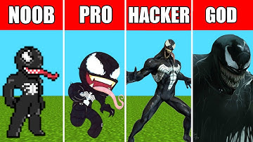 Pixel art Venom (Noob vs Pro vs Hacker vs God) in Minecraft