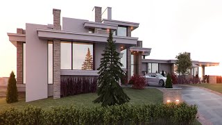 Проект коттеджа с плоской крышей Проект коттеджа с плоской крышей