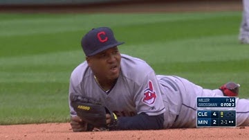 CLE@MIN: Ramirez makes a diving stop and gets the out