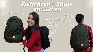 Fjallraven Skule 20 And 28 Size Comparison What Fits Inside Model Shots My Experience