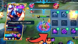 SAVAGE IN 5 SECONDS THE BEST SABER GAMEPLAY 🔥SABER BUILD BEST AND EMBLEM