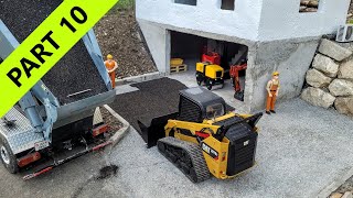 Building block of flat, RC Excavator Kubota U17, Liebherr A918, CAT loader, asphalt layer. PART 10