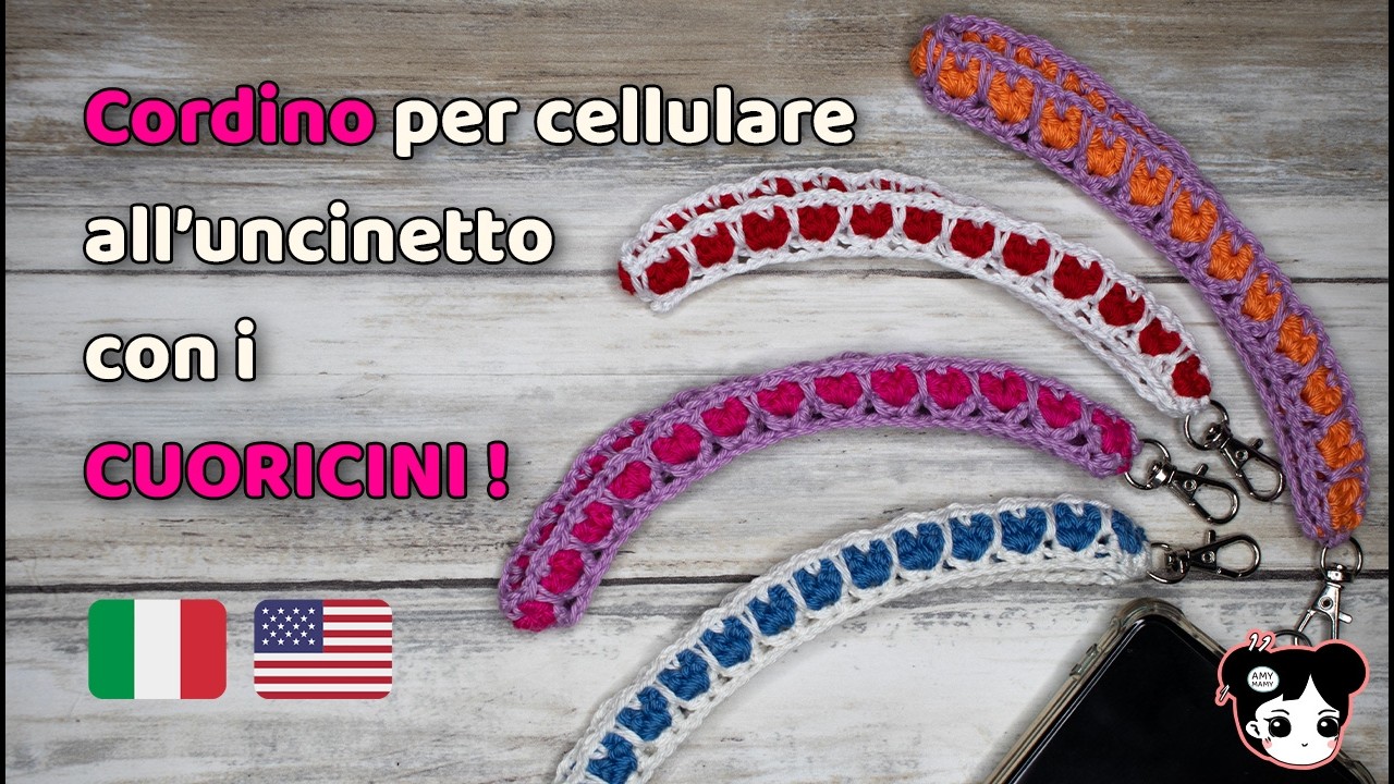 Cordino Cuoricini all'uncinetto per Cellulare - Tutorial