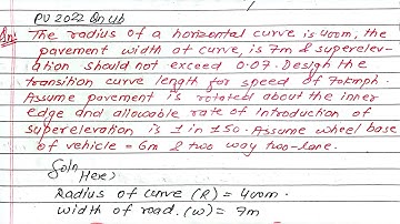 Unit:3 | Transition Curve Numerical | Prashant YT | BE Civil | 5th Sem | TU,PU,PoU,KU,MU |