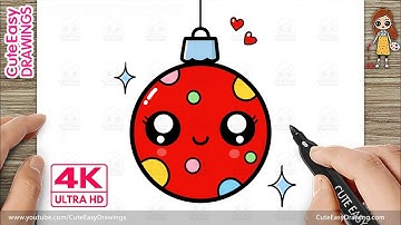 How to Draw a Cute Christmas Ball - Easy Drawing for Kids!