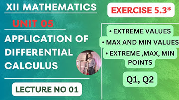 XII MATHS | UNIT 05 | LECTURE 01 | EX 5.3 | APPLICATION OF DIFFERENTIAL CALCULUS | STBB
