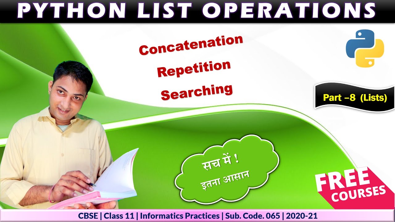 List in Python | Part - 8| List Operations | Concatenation | Repetition ...