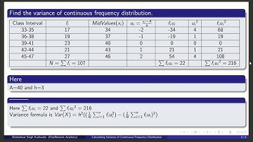 Video #83 Data Science and A.I. : Measures of Dispersion : Variance of Continuous Freq. Distribution