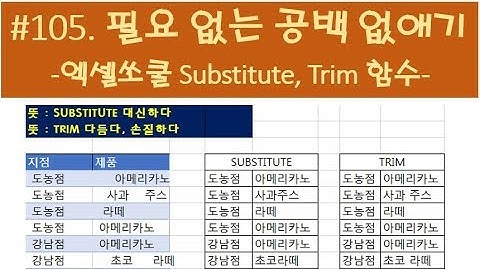 ExcelSoCool 엑셀강의_105_강 필요없는 공백 없애기(substitute, Trim) 함수중급강좌_14