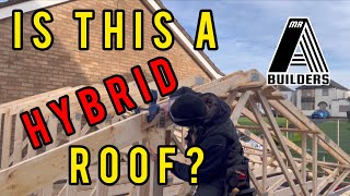 Joining a truss roof and a traditional cut roof together.