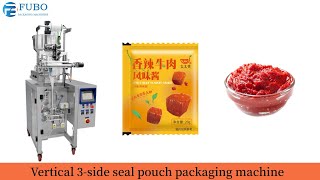 Vertical 3 sides seal pouch packaging machine