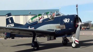 T-28 Trojan warmup & takeoff