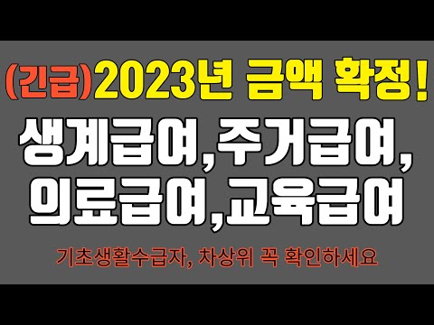   2023년 기초생활수급자 차상위 기준금액 확정 생계급여 주거급여 의료급여 교육급여 금액 확인하세요