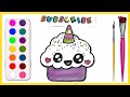 HOW TO DRAW A CUTE CUPCAKE UNICORN - SUPER EASY AND KAWAII