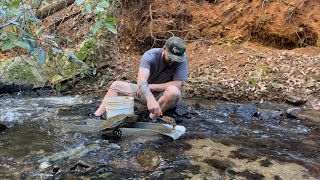 Prospecting a creek in Northern California for gold🤘⚒️🇺🇸 Reinke Mining adventures outing