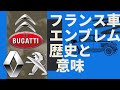 フランス車編 エンブレムの意味＜日本語字幕あり＞ BUGATTI CITROEN Peugeot renault  EMBLEMS