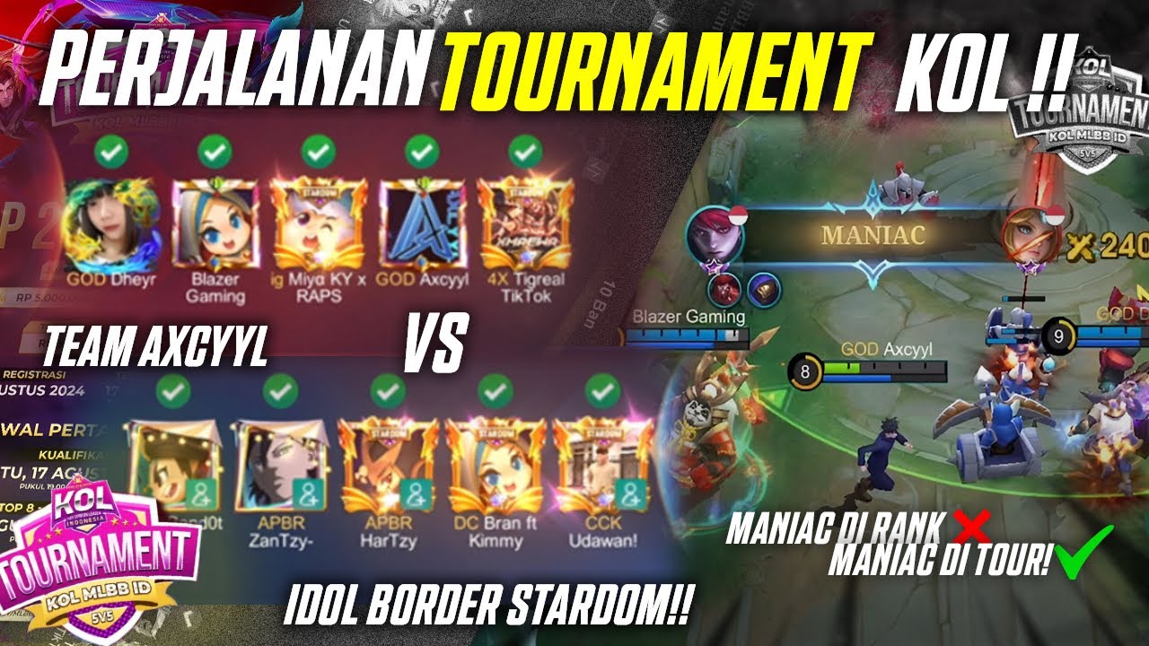 Maniac Di Turnamen KOL MLBB !! Perjalanan Turnamen KOL Lawan Abang Abang Stardom🥶