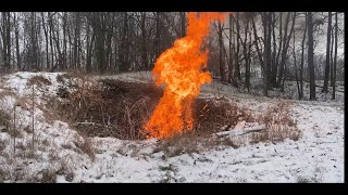 OldGuyDIY Burn Brush Pile Start w Old Gas Diesel Fuel & Towel Stand Back 30 Feet Toss Road Flare