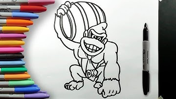 How to Draw Donkey Kong from Super Mario Movie with Colored Markers Step by Step Easy for Beginners