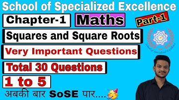 Total 30 Questions || Square andSquareRoots || 1 to 5 || SoSE Entrance exam || Maths || Part-1