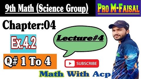 9Th Class Math || Ch 4 Algebraic Expression And Formula || Exercise 4.2 question 1 To 4 || class 9