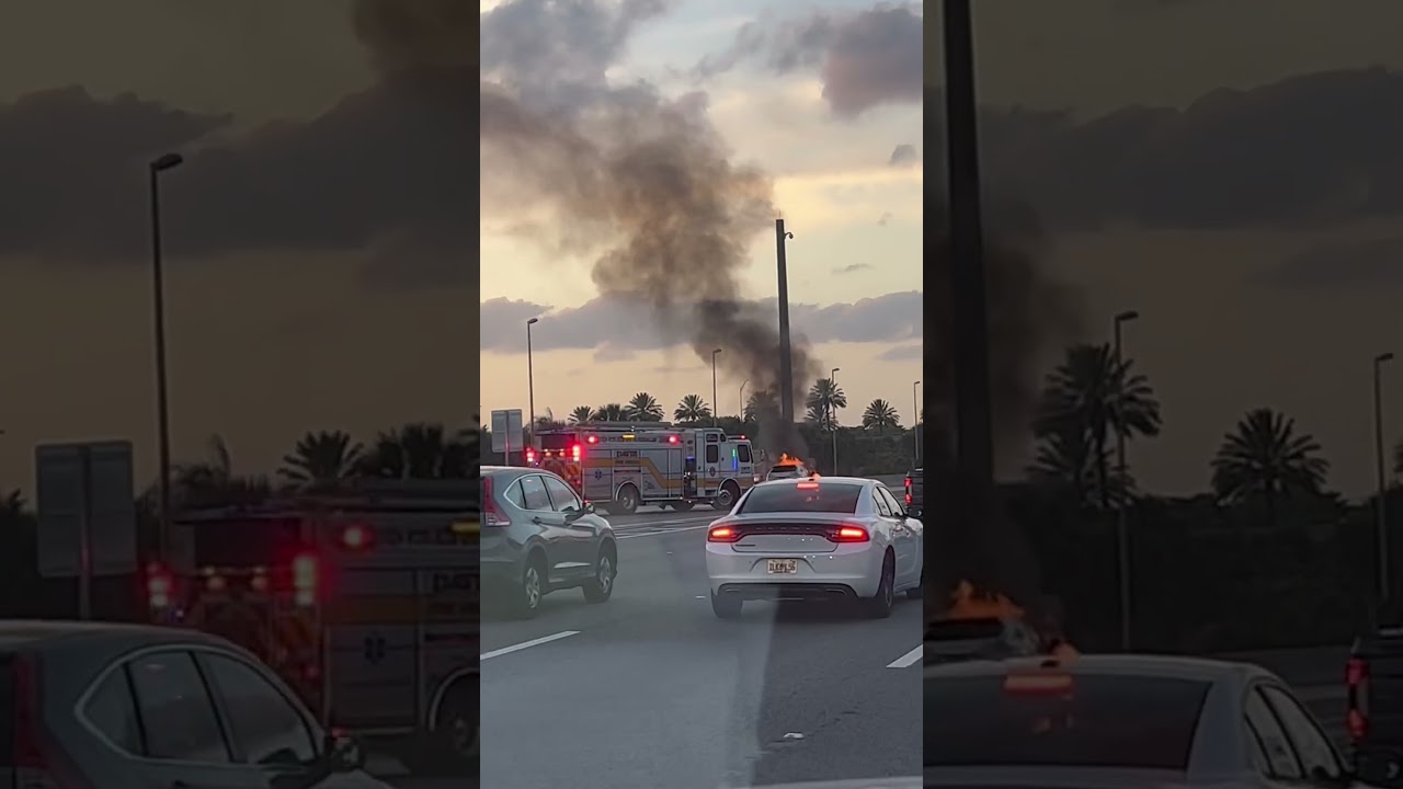 Fire on interstate 95 Miami 