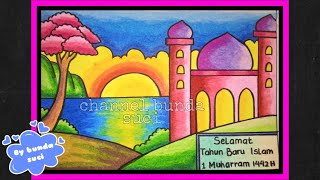 Cara menggambar tema tahun baru islam - bunda suci