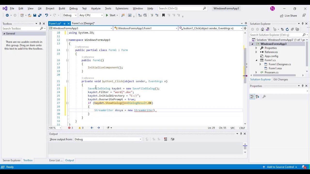 54.Örnek= C# Save File Dialog Dosya Kaydet İletişim Kutusu - YouTube