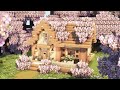 Minecraft  cherry blossom starter house tutorial  mizunos 16 craft resource pack