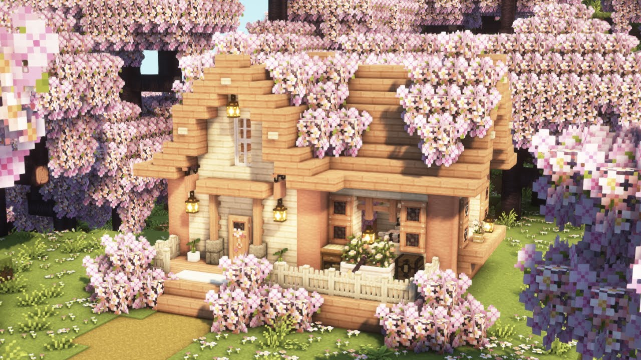 [Minecraft] 🌸 Cherry Blossom Starter House Tutorial / Mizuno's 16 Craft ...