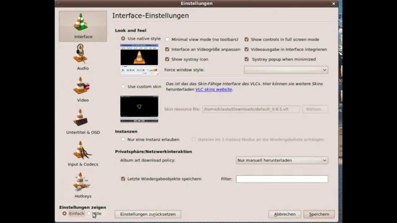 New VLC AtmoFilter Konfiguration