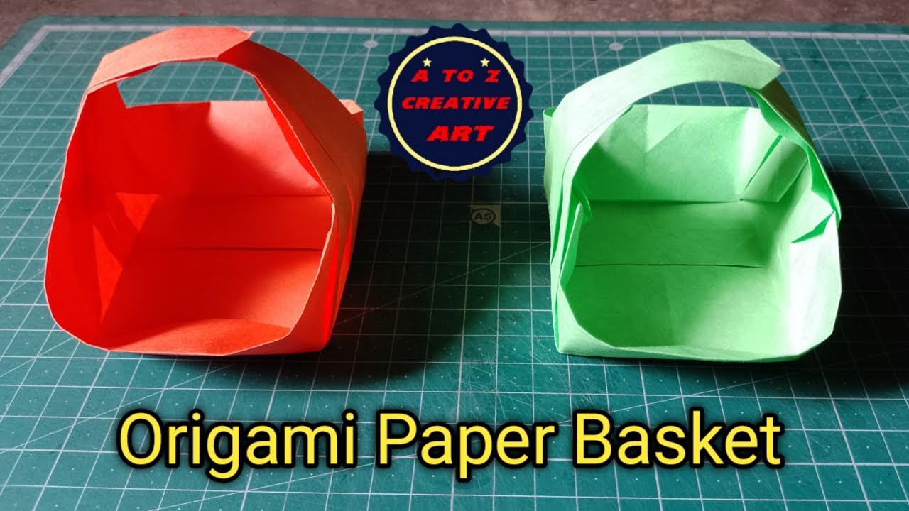 How To Make A Paper Basket With Handle 🧺 Origami Basket Without Glue 🧺 Origami Paper Craft Tutoria