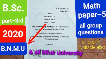 B.Sc. part 3 2020 paper-5 B.N.M.U (b n mandal university P.U) bihar University all group questions