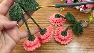 Making a Gorgeus Crocheted Easy Knitting Keychain #crochet #knitting #diy #handmade #flower #keşfet