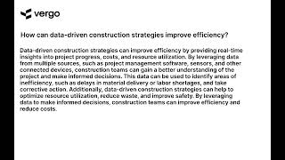 Data-Driven Construction Strategies for Improved Efficiency Wealth
