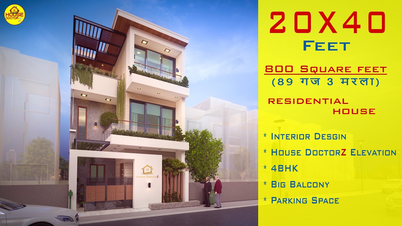 3D House Design | 20X40 Feet | Luxury Interior Design | 4bhk | Triple Story House | HouseDoctorZ